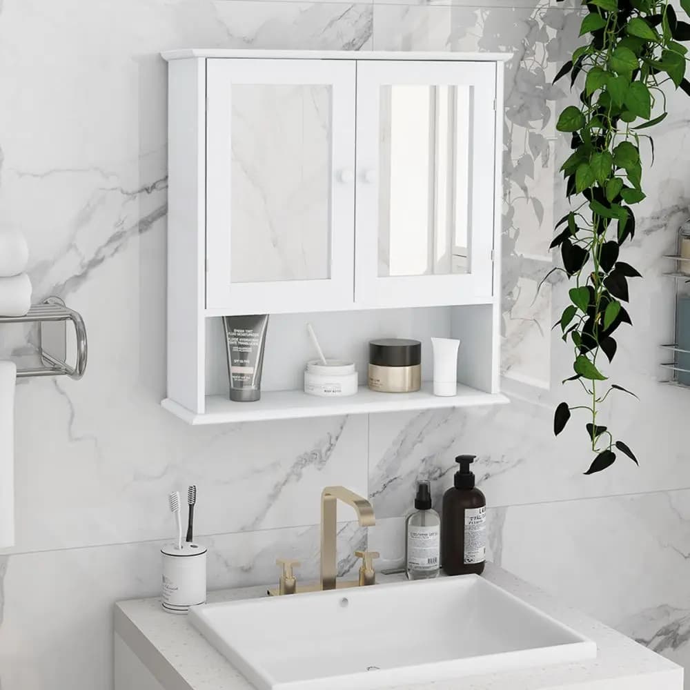 Dreamzon-Armoire HOWall avec portes et étagères à double miroir