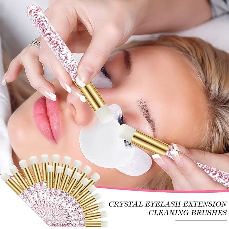 Brosses de nettoyage de cils pour Extensions de cils, 50/100 pièces, brosses de shampoing à paillett