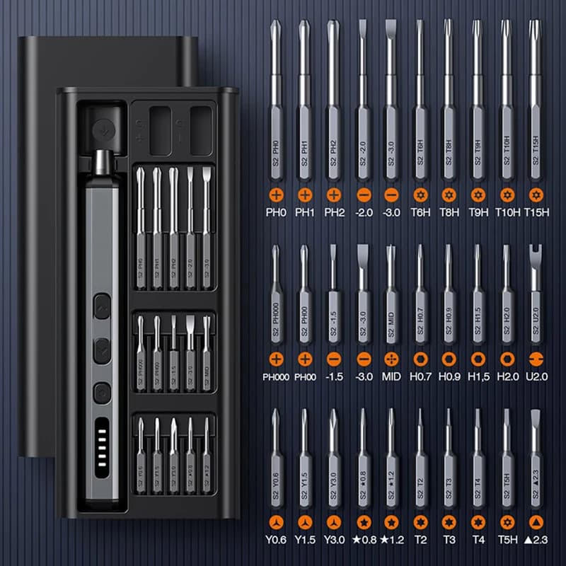Jeu de tournevis électriques, Kit d'outils électriques de précision rechargeables avec lumière LED 3