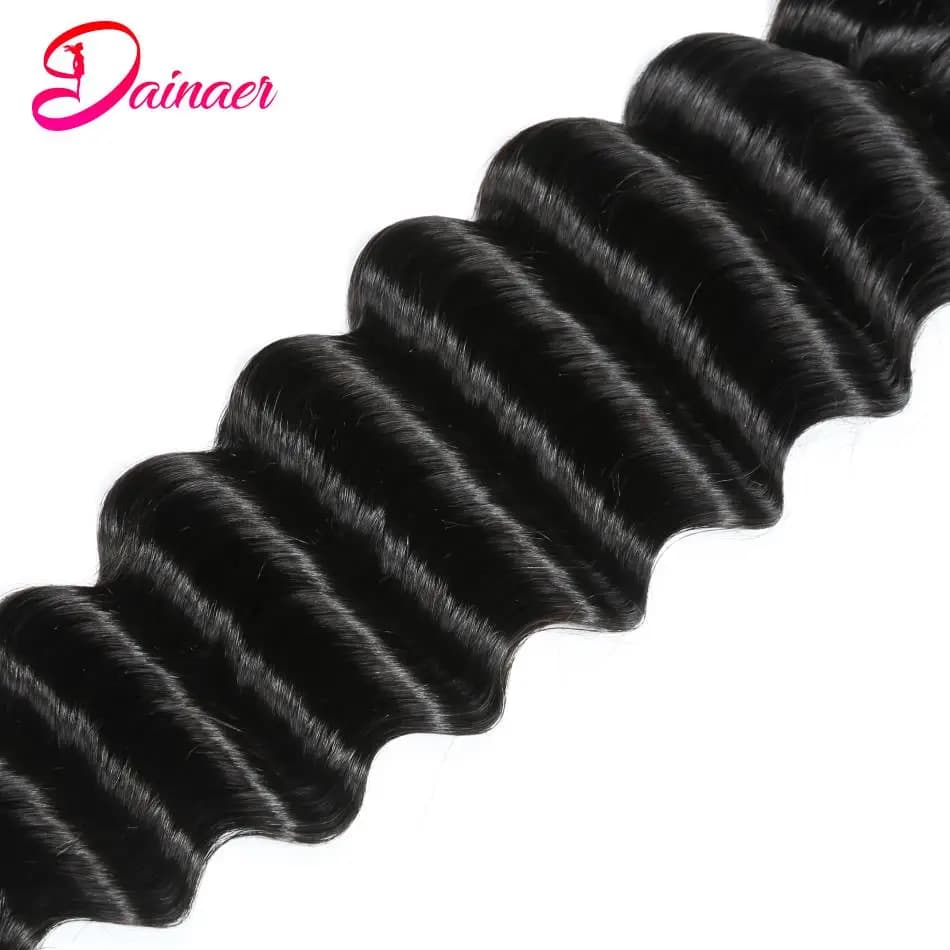 Tissage en Lot Brésilien Naturel Deep Wave avec Closure, 4x4