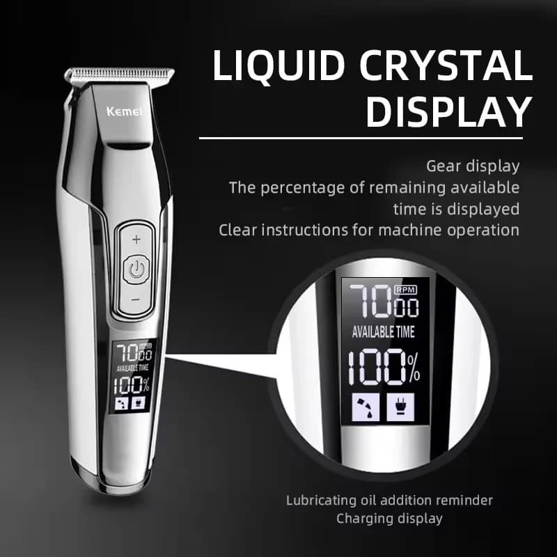 Kemei KM-5027 tondeuse à cheveux électrique originale tondeuse à cheveux Rechargeable affichage LCD 