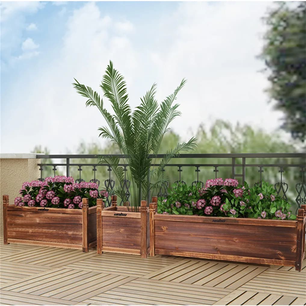 Pot de fleurs en bois suréWerd'intérieur et d'extérieur, jardinière d'herbes végétales, présentoir d