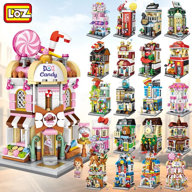 LOZ blocs mignon Mini magasin de rue enfants jouets éducatifs petite boutique Brinquedos modèle briq