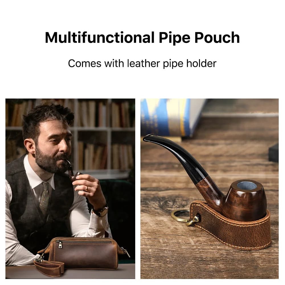 Sac fonctionnel en cuir véritable pour tuyaux de tabac, sac de cachette pour fumer, pochette pour he
