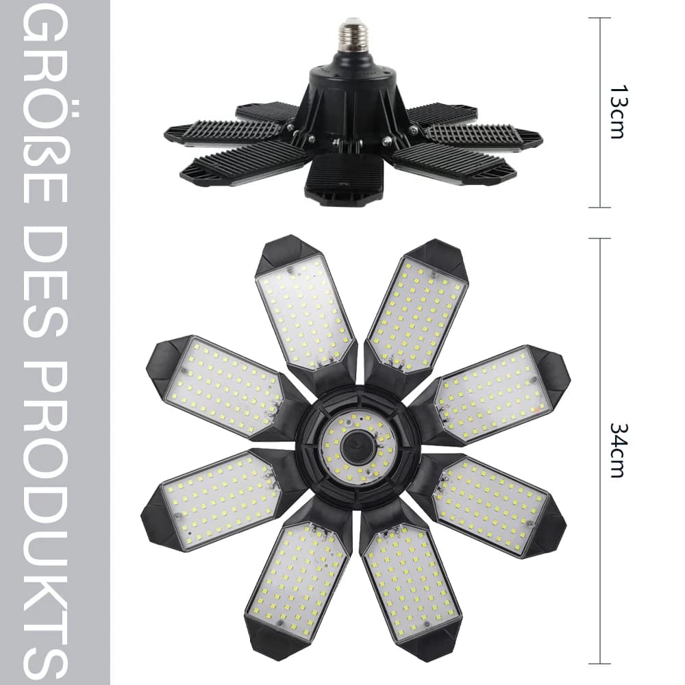 Plafonnier LED pliable avec 10 panneaux réglables, lampe de garage, luminaire industriel, atelier, E