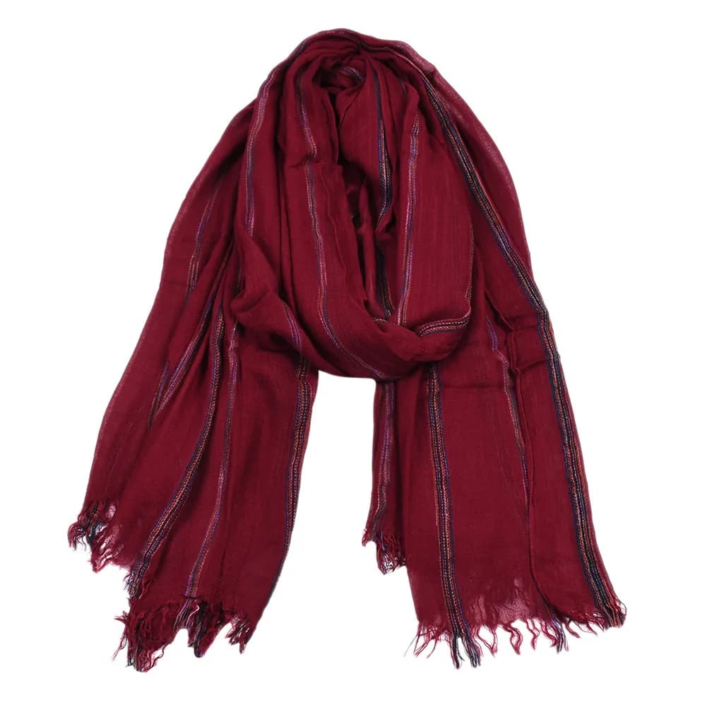Écharpe en lin de coton rayé pour hommes, écharpes chaudes, gland court, châle Pashmina, accessoires