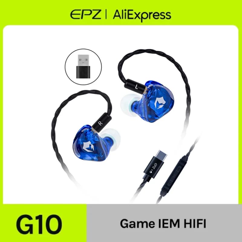 EPZ G10 écouteurs filaires HIFI 10MM LCP pilote dynamique IEM dans l'oreille moniteur 0.78 2 broches