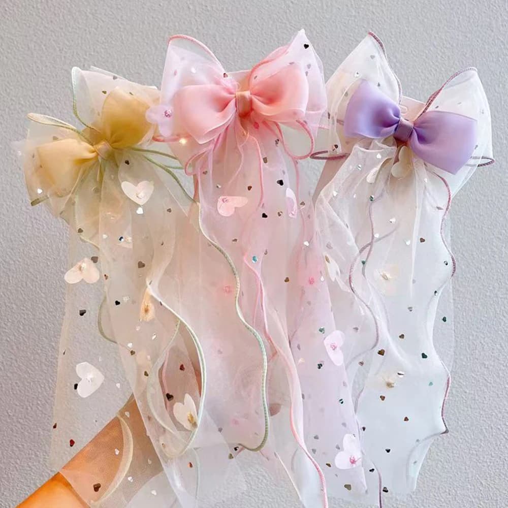 Accessoire pour cheveux avec nœud en maille, pince à cheveux princesse douce pour enfants, pince sup