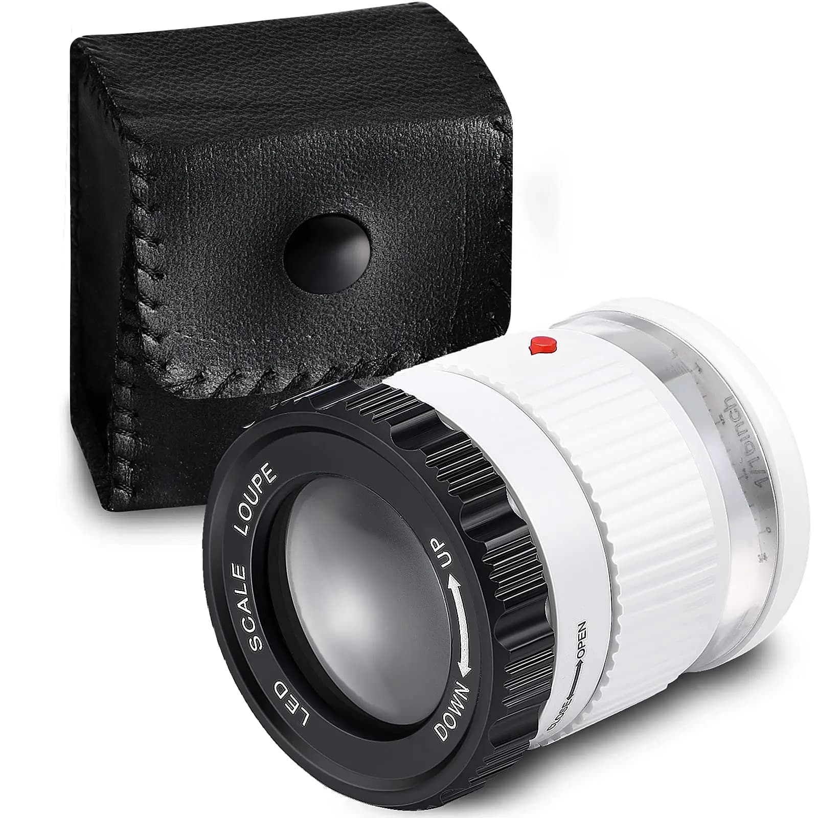 Loupe cylindrique portative 30X avec échelle LED lumière UV Loupe éclairée Focale réglable HD Loupe 