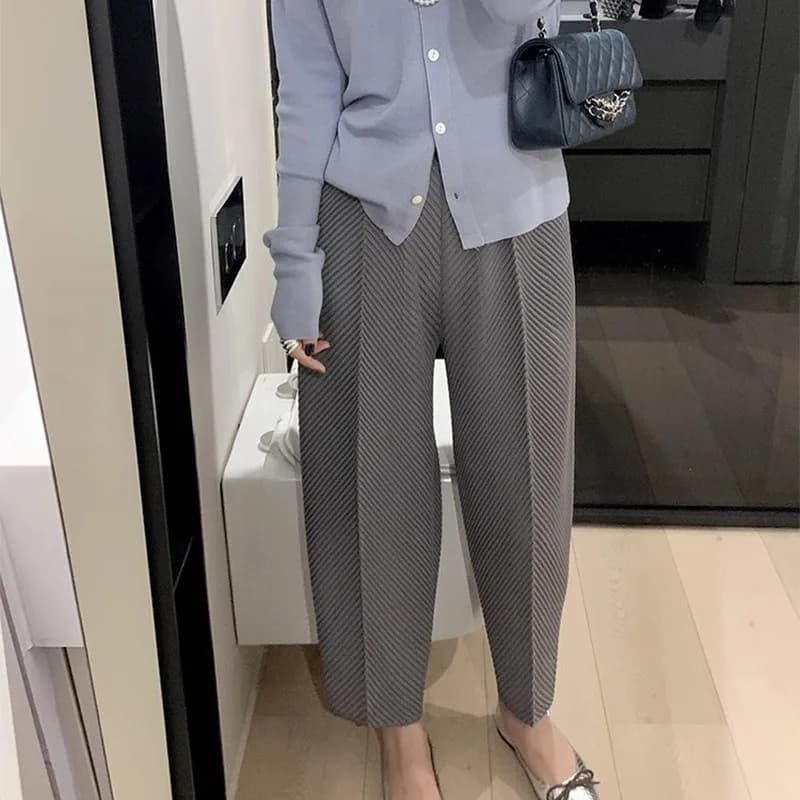 Pantalon en écailles de poisson plié, pantalon radis ample et décontracté, pantalon Harlan à petite 
