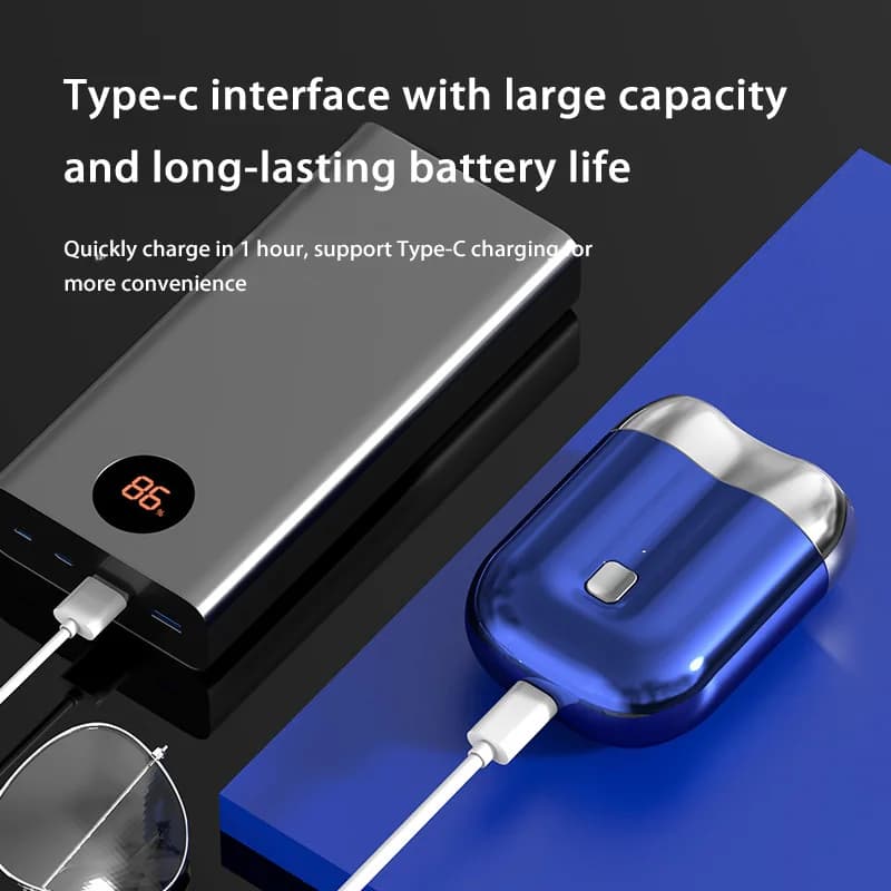Nouveau Mini rasoir magnétique à Double tête type-c charge silencieux lavable rasoir électrique Port