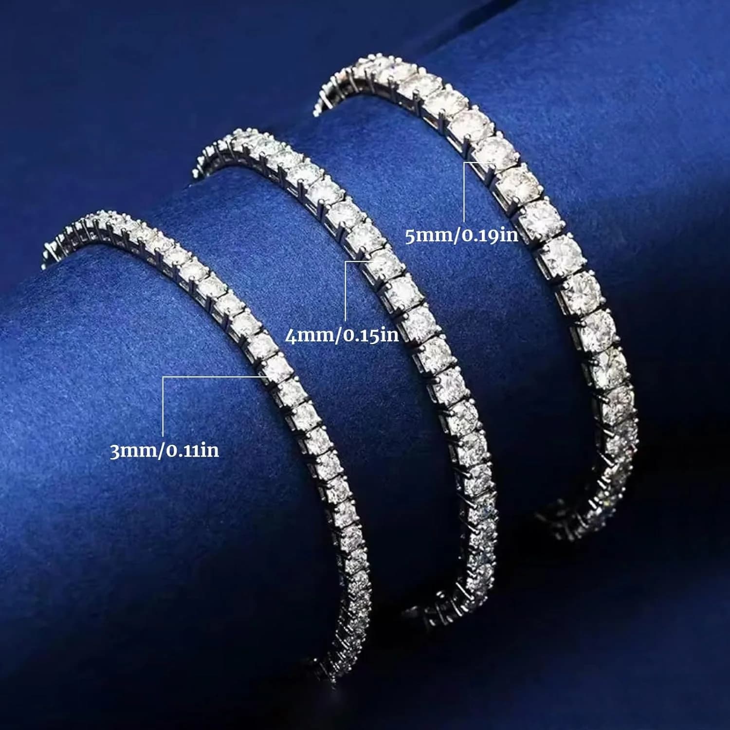 MooSuun – Bracelet de Tennis en diamant Moissanite, 3mm à 6.5mm, pour femmes et hommes, bijoux fins 