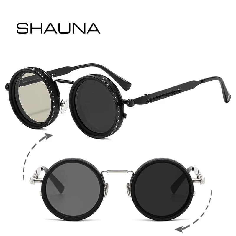 SHAUNA rétro métal rond Punk ND9 niveaux réglable gradation lunettes de soleil femmes polarisées UV4