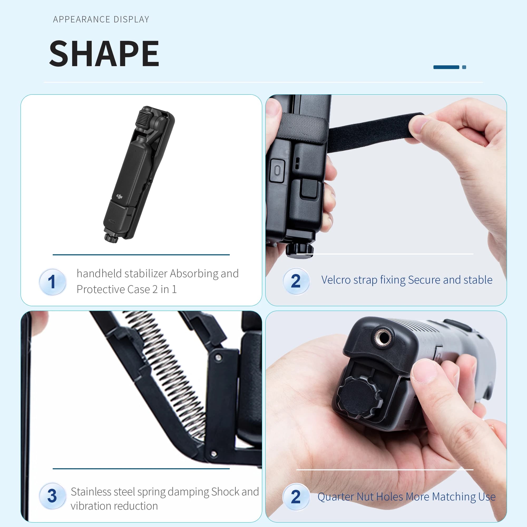 Support Anti-secouement pour caméra portable, support d'axe Z, stabilisateur pour DJI Osmo Pocket 3,