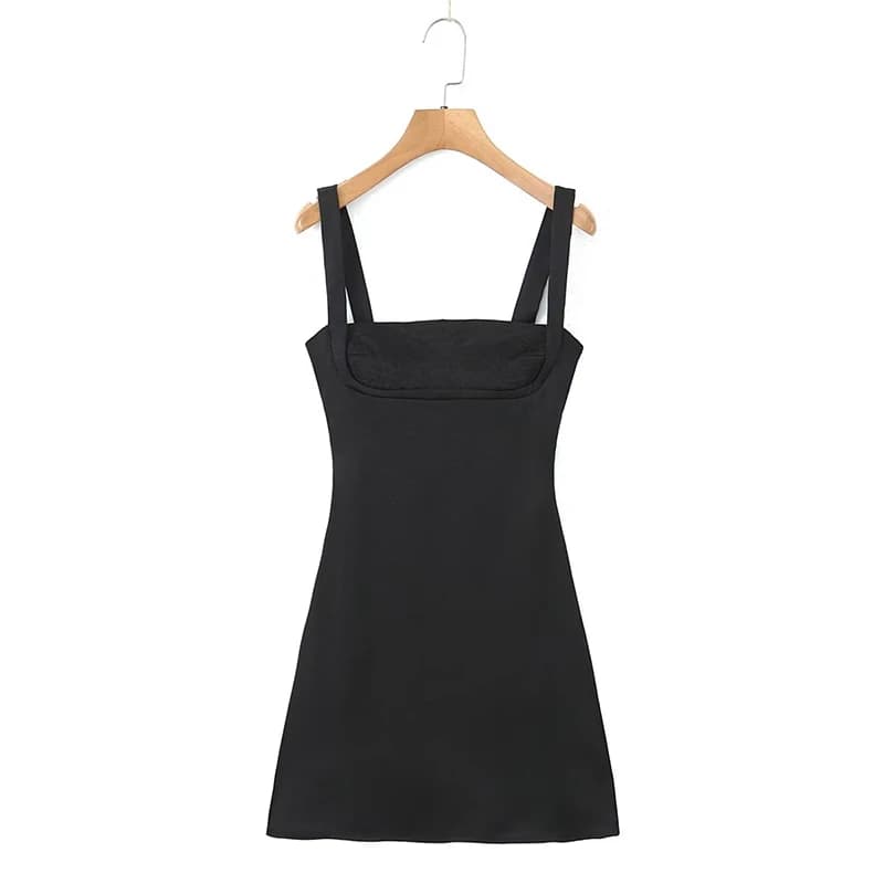 YENKYE 2023 femmes poitrine broderie fronde robes Sexy Vintage noir sans manches femme fête Mini Rob
