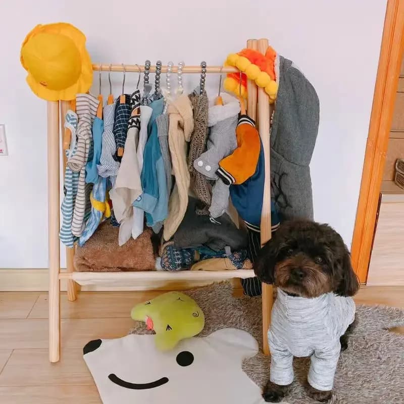 Garde-robe en bois massif pour animaux de compagnie, garde-robe pour chien, porte-manteau pour chat,