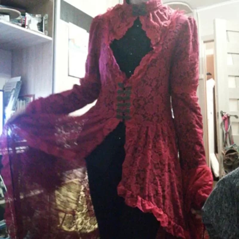 Femmes S-5XL Cosplay robe Style gothique robe asymétrique Halloween rétro Vintage solide dentelle mé