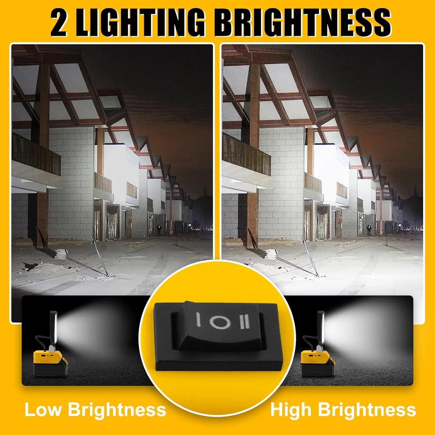 Lampe de travail LED portable 5200LM 48W, lampe de travail sans fil, base réglable, lampe de travail