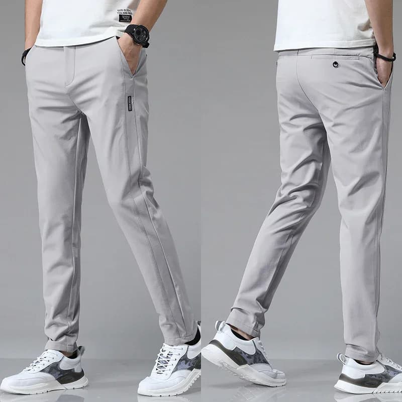 Pantalon Ultra-fin pour hommes, extensible, Slim, droit, décontracté, haute qualité, mode, respirant