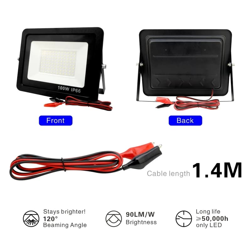 DC12V Led projecteur 20W 30W 50W 100W projecteur extérieur IP66 réflecteur de lumière étanche Portab
