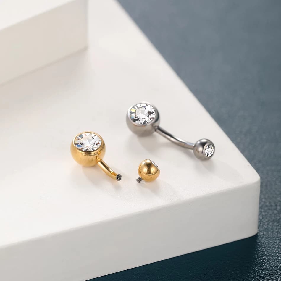 10 pièces/lot G23 titane nombril anneaux cristal nombril haltère anneaux ventre Piercing bijoux pour