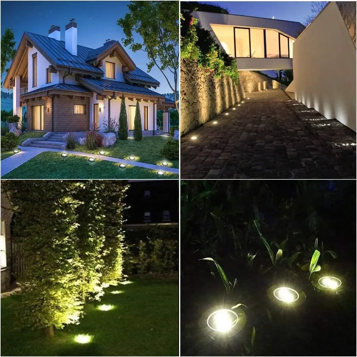 Lampes solaires au sol, décorations extérieures, lampes de jardin solaires à 12 LED étanches, lumièr