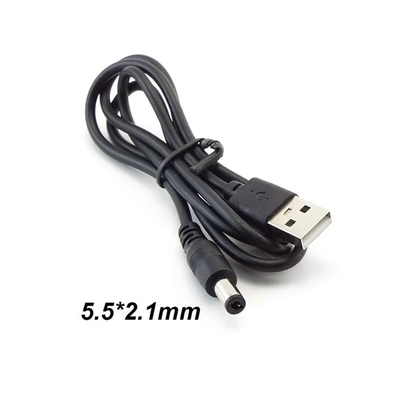 USB 2.0 mâle A à DC 5.5mm x 2.1mm prise Jack cordon d'alimentation cc connecteur 5V câble ligne 5.5m