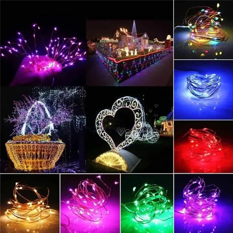 Fil de cuivre USB LED guirlandes lumineuses guirlande fée chaîne lumière pour vacances noël fête de 