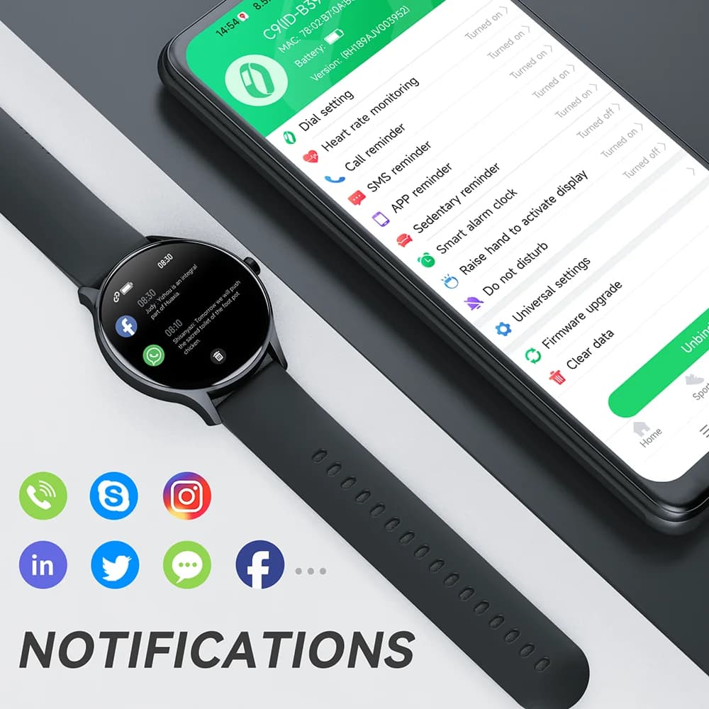Cubot-Montre intelligente de sport C9 pour hommes et femmes, moniteur de fréquence cardiaque, fitnes