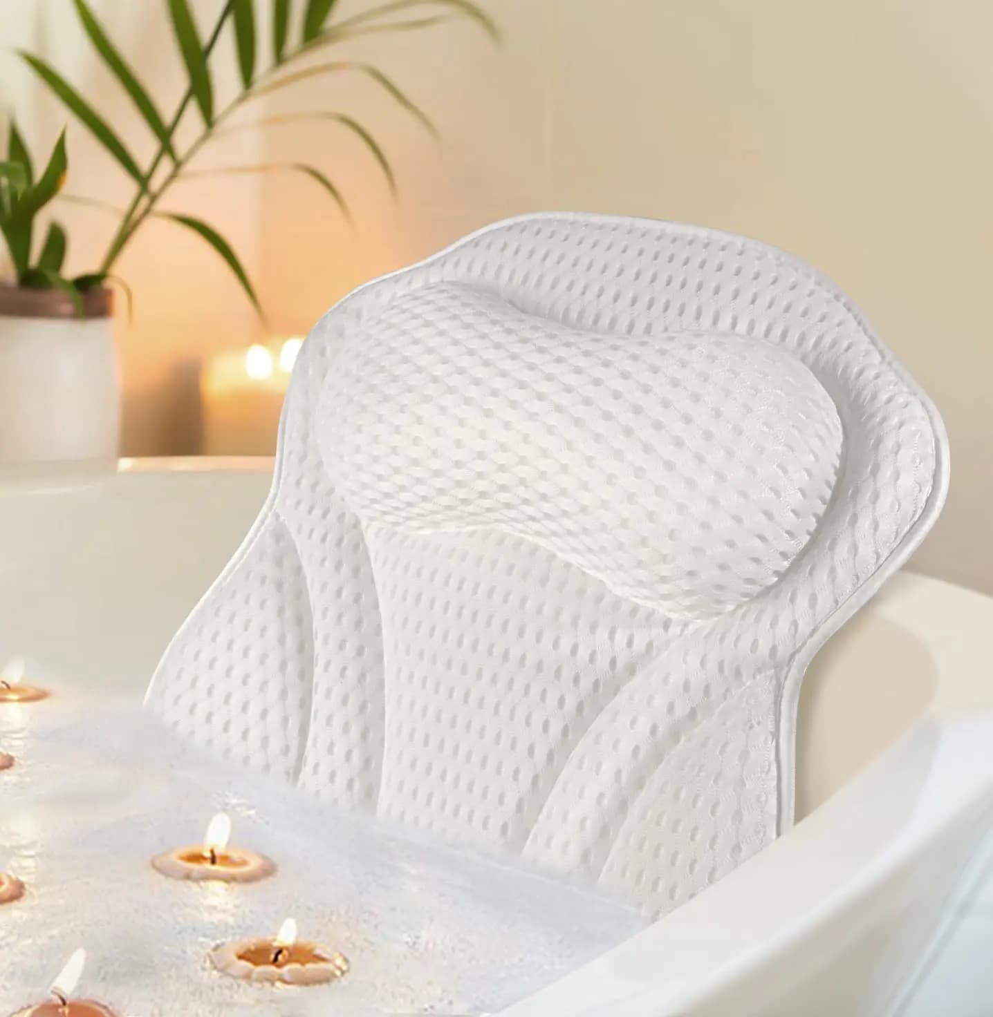 Oreiller de baignoire pour baignoire, oreiller de bain pour soutien du cou et du dos avec ventouses 