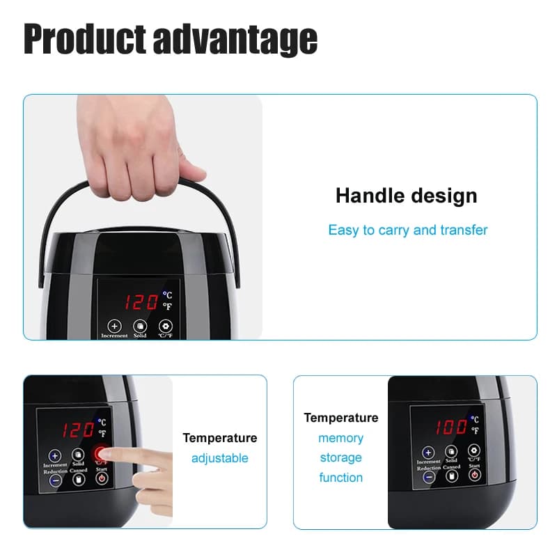 Chauffe-cheveux avec écran LCD pour épilation à la cire, appareil chauffant avec affichage de la tem
