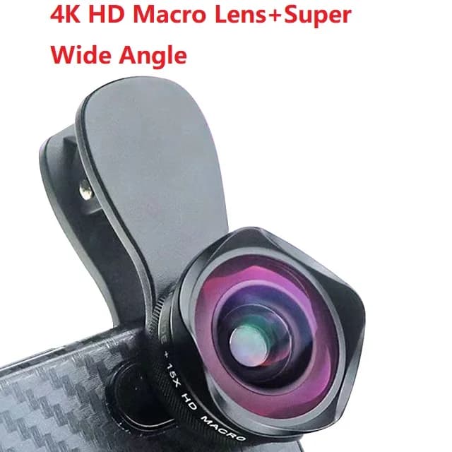 Objectif de caméra de téléphone 2 en 1 15X, Partenaires 4K HD, objectif grand angle, prise de vue à 