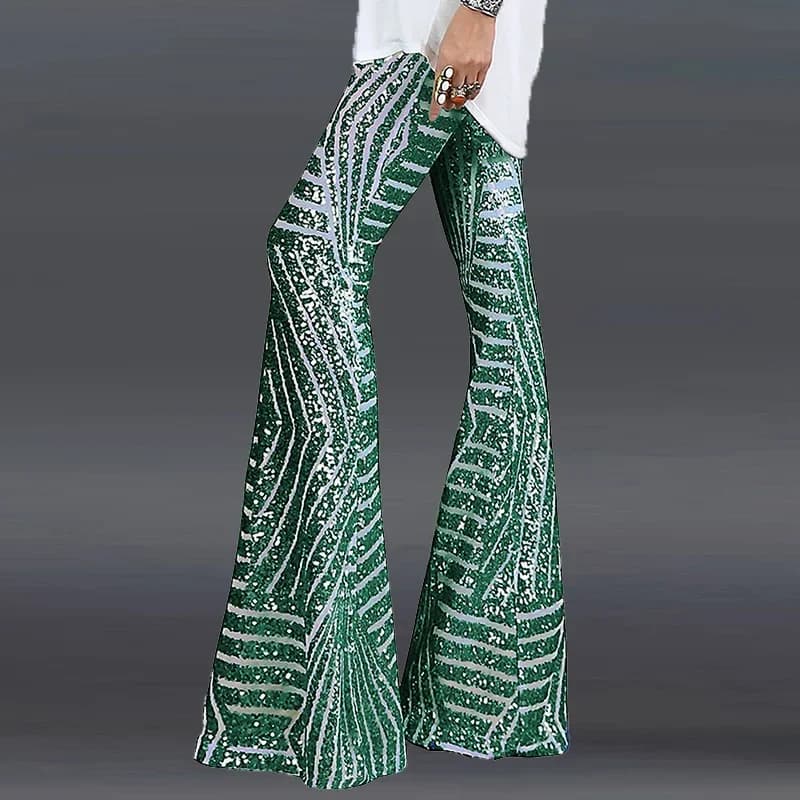 Paillettes taille haute maigre Flare Streetwear sauvage basique mince 2023 tendance Patchwork pantal