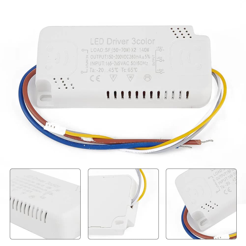 Adaptateur de pilote LED 3 couleurs, 8-24W 20-40W 30-50W 40-60W 50-70W pour éclairage LED, remplacem
