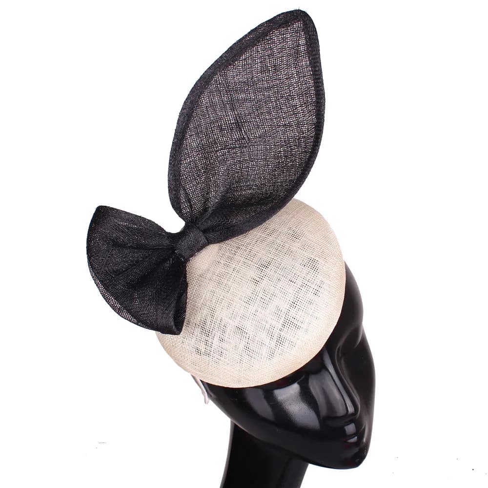 Sinamay Birde Gatineau Inery Cap, 4 couches de lin, nœud de mariage, chapeau Fascinator avec bandeau