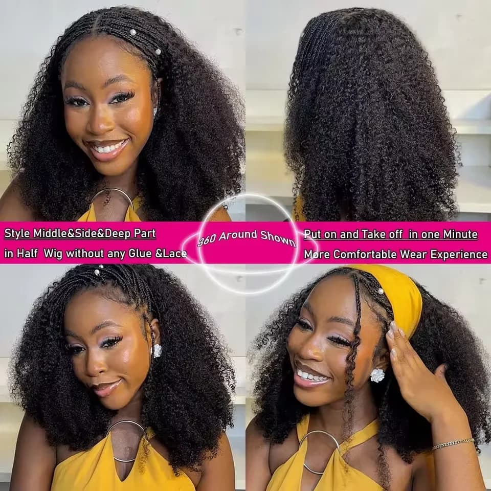Mise à niveau 3 en 1 demi-perruque avec cordon de serrage sans couture Clip Ins Flip sur crépus bouc