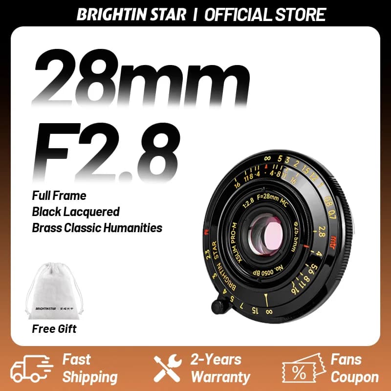 Objectif à mise au point manuelle plein format Brightin Star 28 mm F2.8 pour appareil photo Leica M,