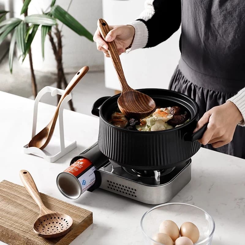Cuillères de cuisine en bois de teck lisse, ustensiles de cuisine en bois antiadhésifs, ensemble de 