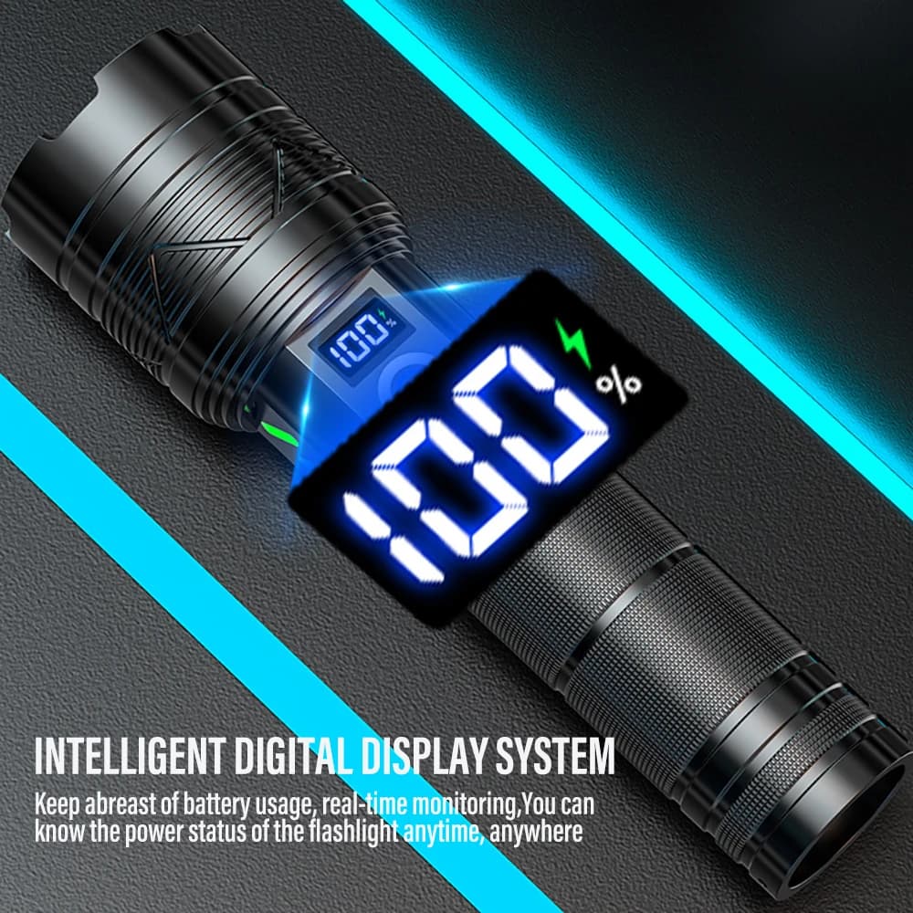Lampe de poche LEP longue portée, haute puissance, lumière forte, chargeur USB, batterie au Lithium 