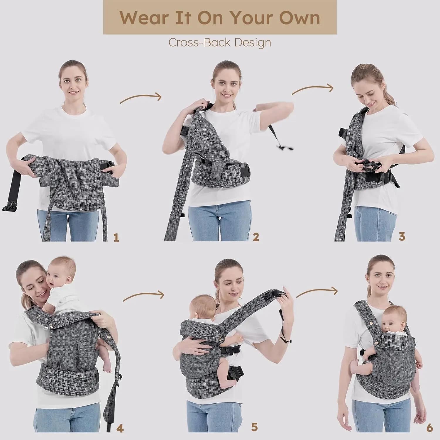 Porte-bébé multifonction respirant, sac à dos pour bébé, landau pour enfant en bas âge, bretelles en