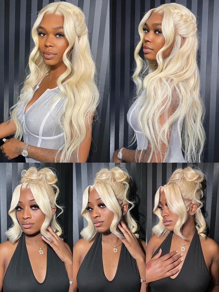 Perruque Lace Front Wig Body Wave naturelle 613, cheveux humains, blond miel 360, 13x4, 13x6, pre-pl