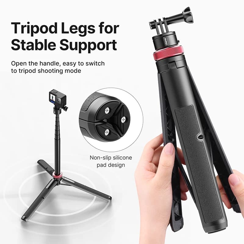 Ulanzi Go-Quick II 1.4M trépied extensible Selfie bâton pour GoPro Hero 13 12 11 10 DJI Insta360 cam