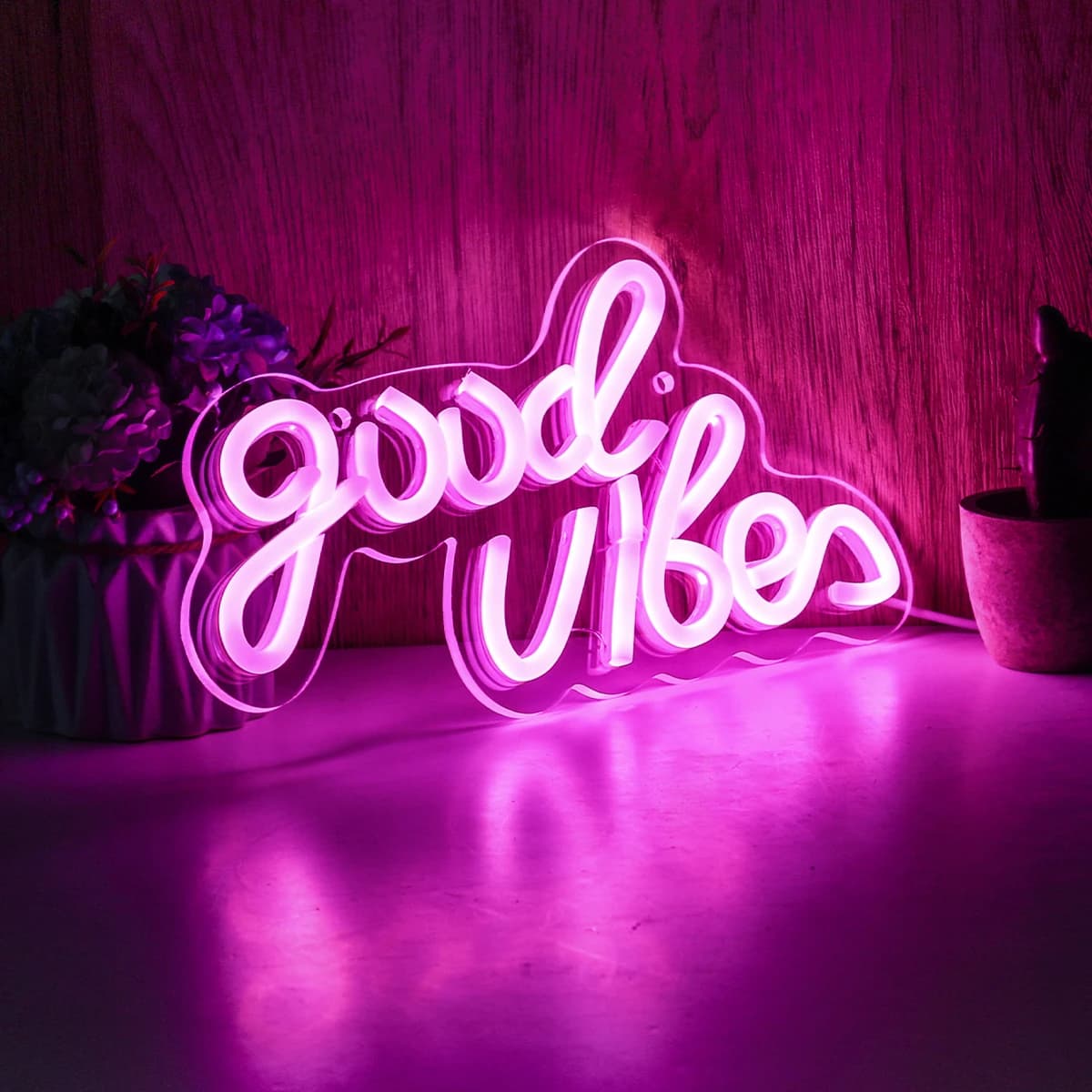 Chi-buy LED néon bonnes vibrations USB alimenté enseignes au néon veilleuse 3D mur Art & salle de je