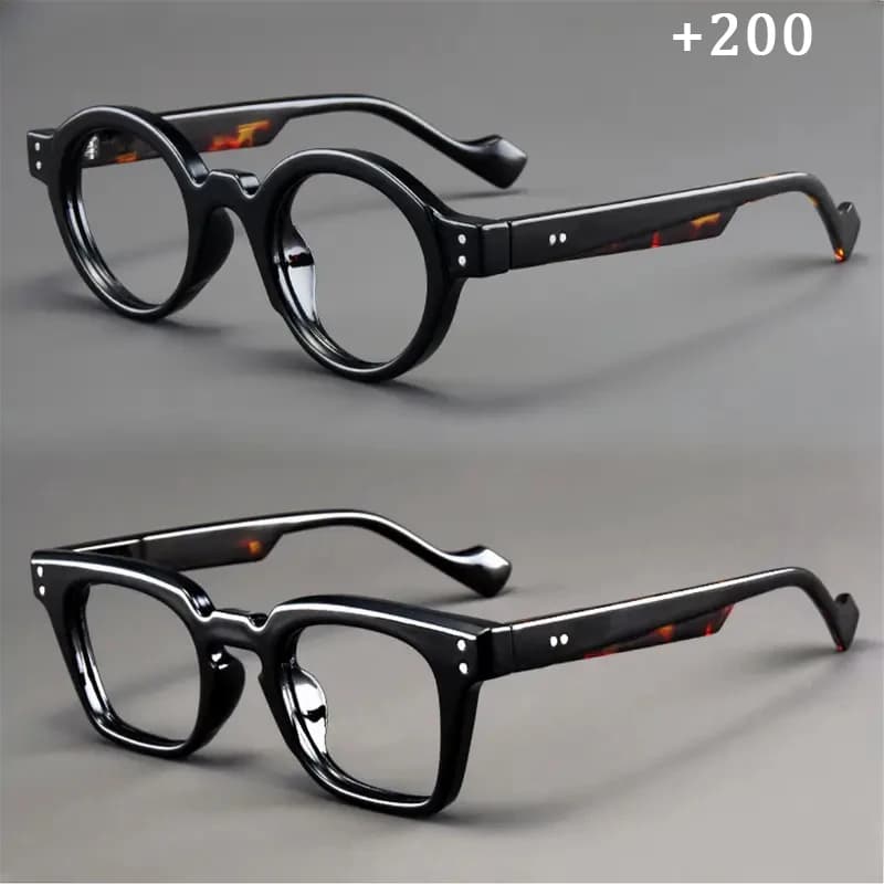Un ensemble de 2 lunettes de lecture rondes et carrées vintage, adaptées aux hommes et aux femmes, c