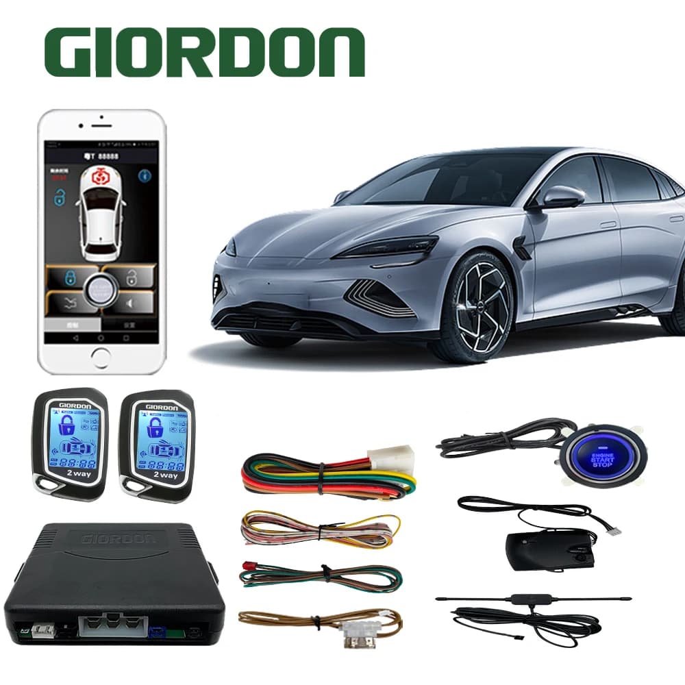 Alarme de voiture LED LCD, système de démarrage et d'arrêt à 2 voies, alarme de choc et de vibration