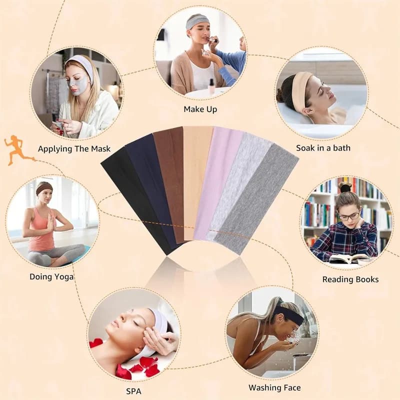 7 pièces bandes de cheveux élastiques solides bandeau de Yoga femmes hommes Simple sport course abso