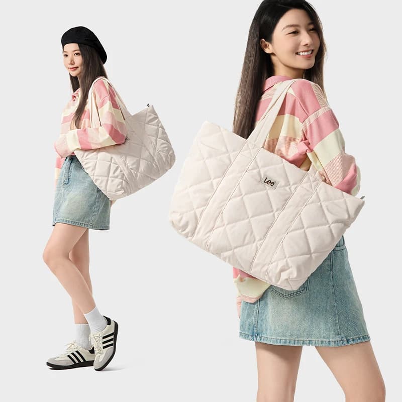 Sac fourre-tout matelassé LEE grand format pour femme, idéal pour étudiantes, ordinateur portable, l