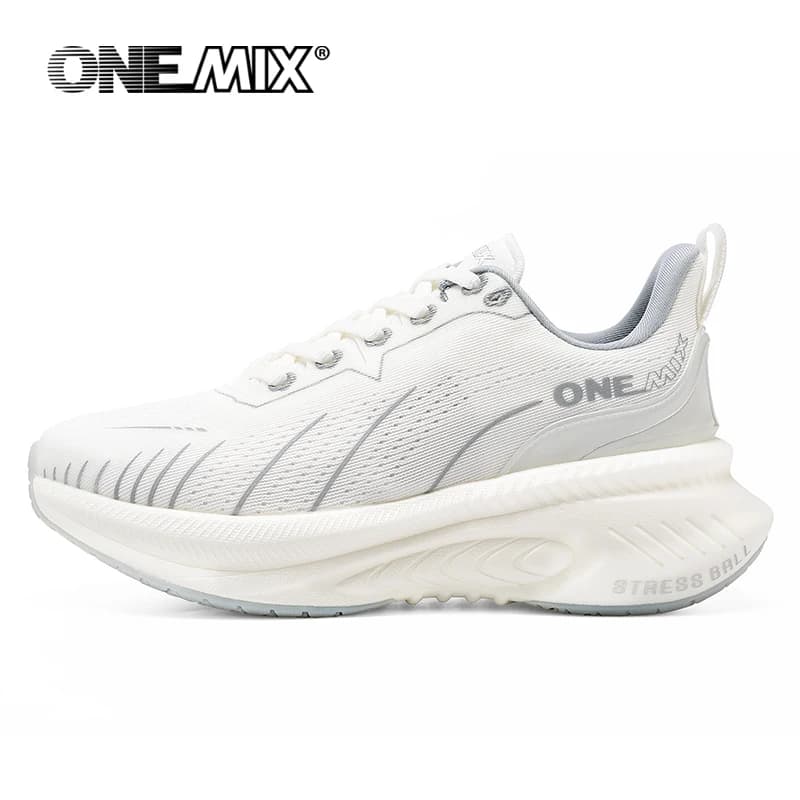 ONEMIX blanc chaussures de course sur route pour hommes coussin d'air chaussures de Sport en plein A