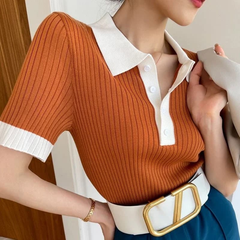T-shirt slim à manches courtes pour femmes, t-shirts slim, t-shirts slim, t-shirts décontractés, mod