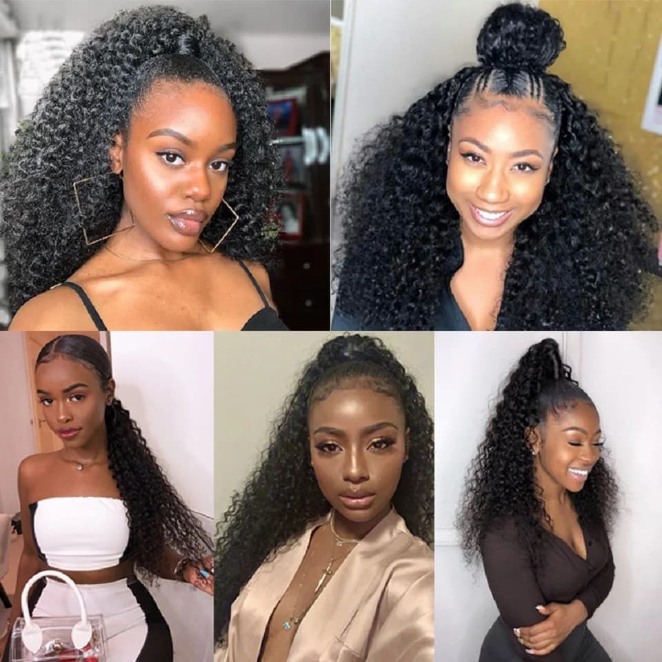 Queue de cheval afro bouclée à cordon de serrage de 24-26 pouces, 100 grammes, extensions de cheveux